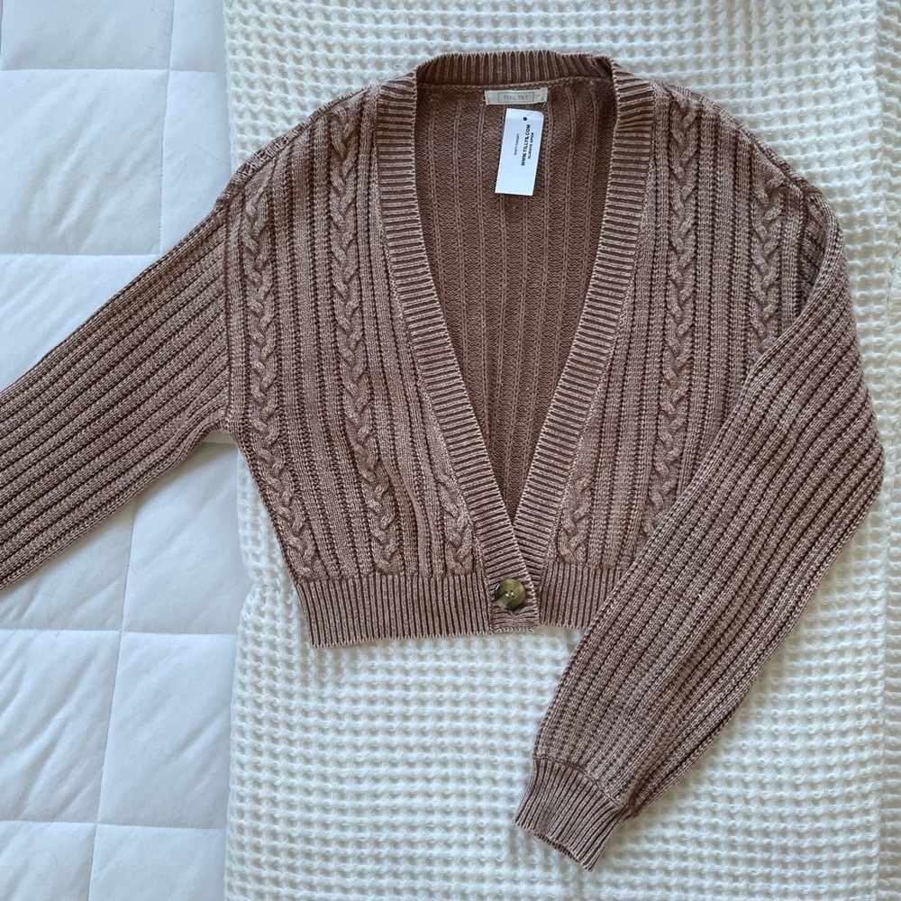 NWT Full Tilt Taupe Cardigan Sweater